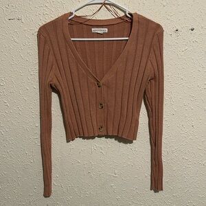 Aeropostale Tan Cropped Cardigan (size large)